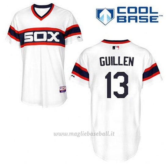 Maglia Baseball Uomo Chicago White Sox Ozzie Guillen 13 Bianco Alterner Cool Base